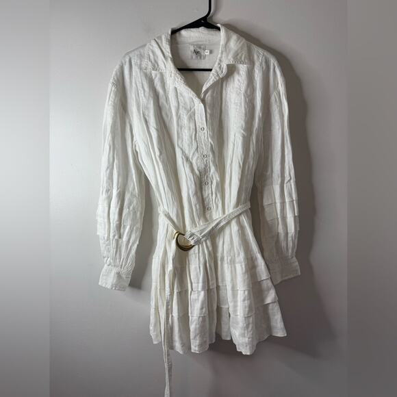 AJE RECURRENCE BELTED SMOCK DRESS White Size 8 - Picture 5 of 8